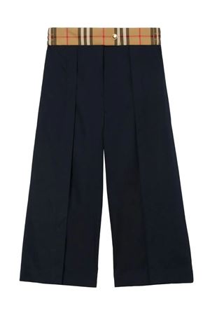 Navy blue cotton trousers BURBERRY KIDS | 8068048A1662